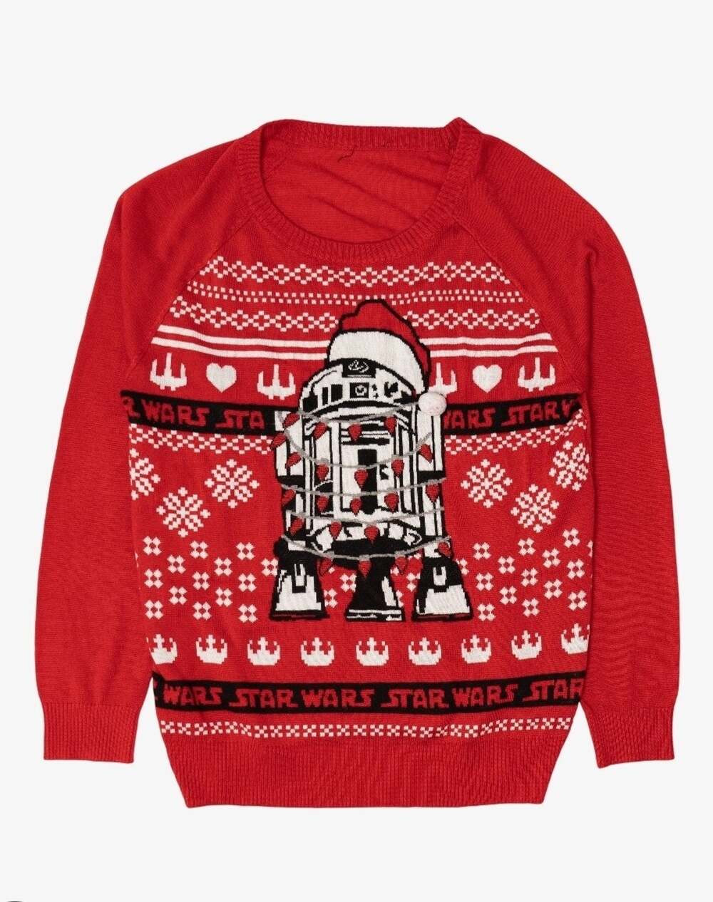 Rare Star Wars R2D2 Ugly Christmas Sweater Red White Size S Holiday
